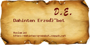 Dahinten Erzsébet névjegykártya
